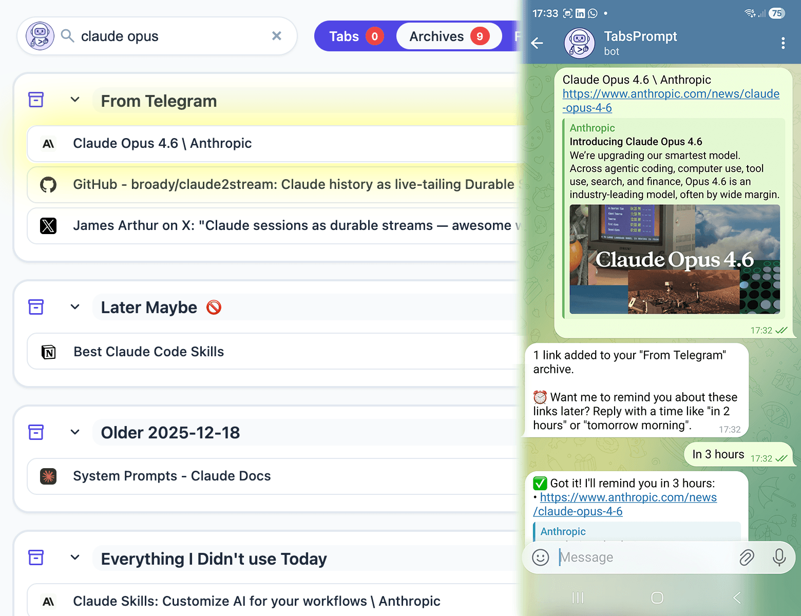 TabsPrompt archives with saved tab groups