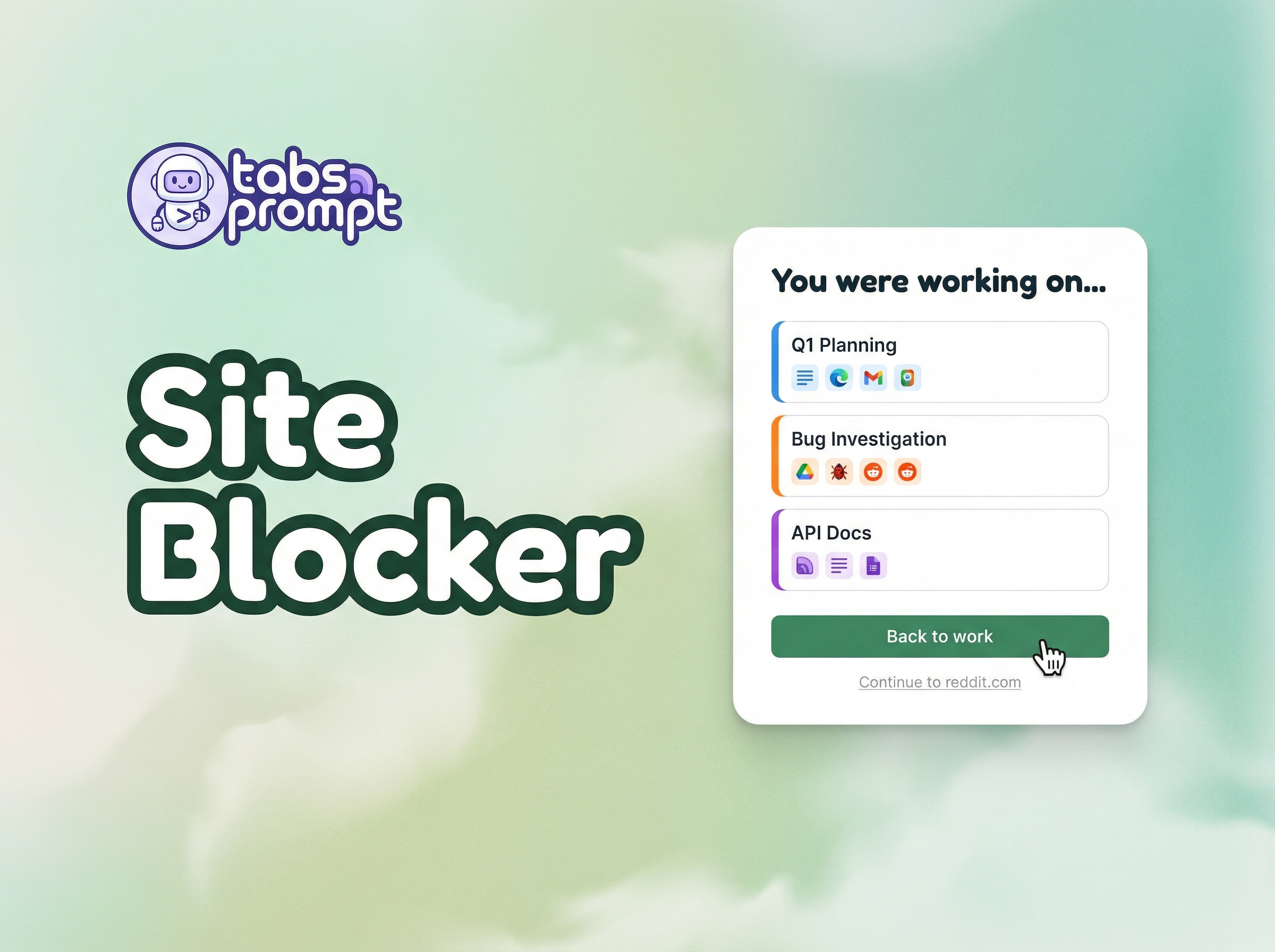 Trade Blocker A site blocker that shows you what you were working on | TabsPrompt Blog