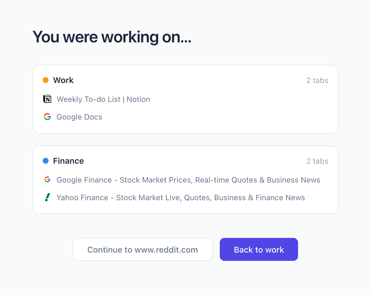 Site Blocker Page showing your work